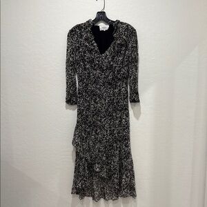 ba&sh Black and White Ruffled Wrap Dress